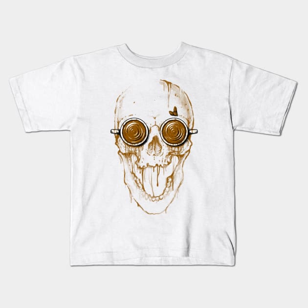 Skull Coffee Kids T-Shirt by quilimo